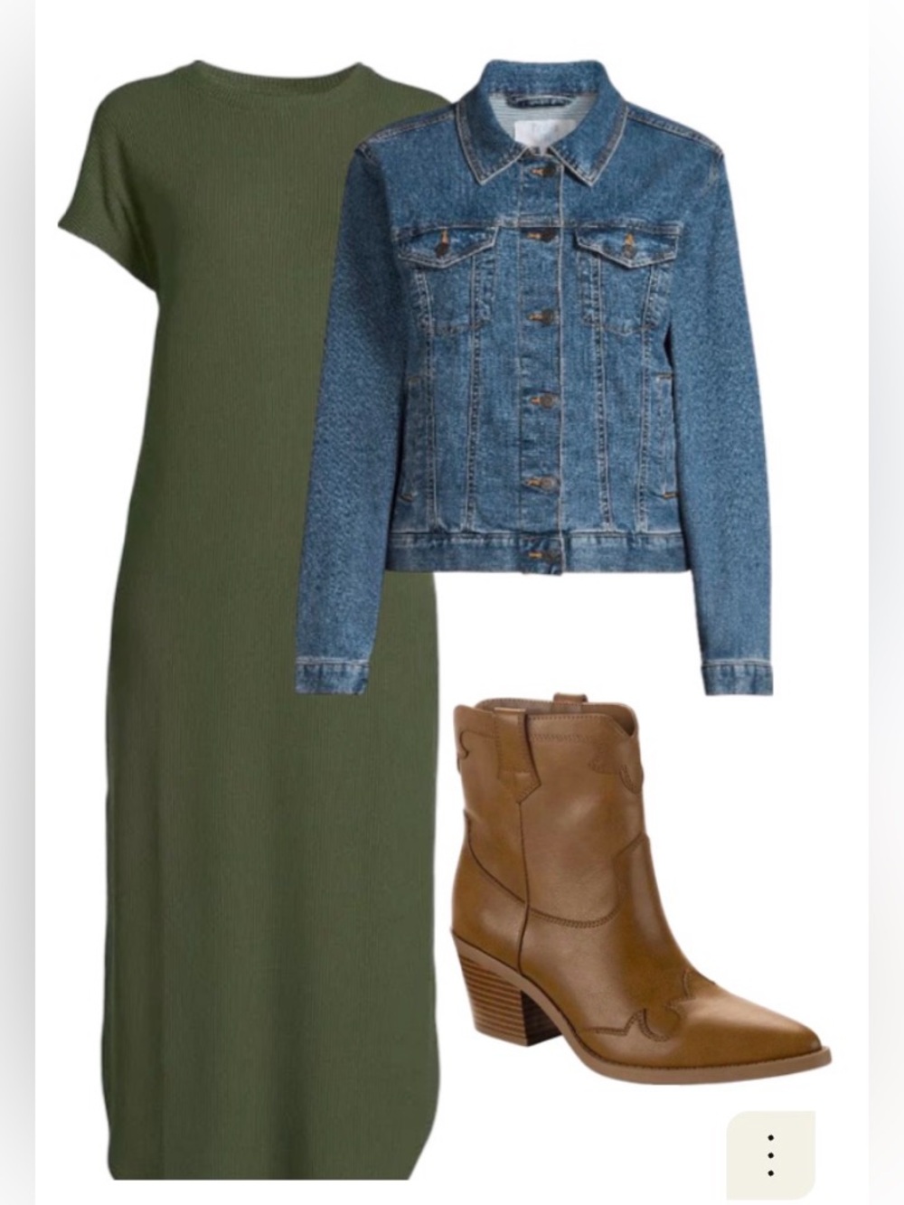 Time & Tru Ribbed Maxi Dress Olive-Medium - Picture 3 of 8